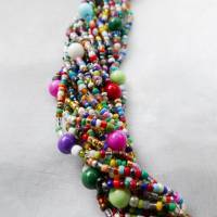 Collier  *MULTICOLOR*  gefädelte Halskette Perlenkette Glasperlen Rocailles Bild 3