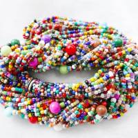 Collier  *MULTICOLOR*  gefädelte Halskette Perlenkette Glasperlen Rocailles Bild 4
