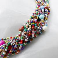 Collier  *MULTICOLOR*  gefädelte Halskette Perlenkette Glasperlen Rocailles Bild 5