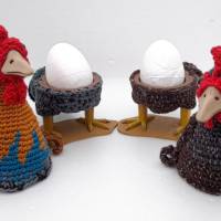 Eierbecher/Eierwärmer--HUHN/HAHN--Hühner Vögel Frühstück Eier Bild 2