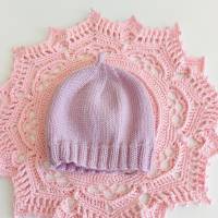 Mütze, 100% Wolle (weiche Merino), schlichtes Grau, passt Neugeborenen, evtl. Frühchen Bild 7