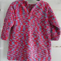 Strickpullover Pullover Melange  handgestrickter Pullover Größe M melange türkis pink rot 3/4 Arm Bild 1