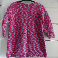 Strickpullover Pullover Melange  handgestrickter Pullover Größe M melange türkis pink rot 3/4 Arm Bild 3