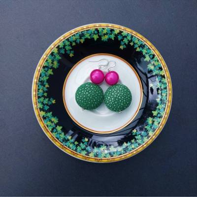 Rochenleder-Ohrringe "Pinksorbet"