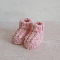 rosa Babyschuhe, aus Babywolle, von Hand gestrickt, 0-3 Monate Bild 3