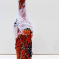 Dekoflasche HALLOWEEN Upcycling bemalte dekorierte Glasflasche Flaschenkunst Dekoration Collage Herbstdeko Halloweendeko Bild 3