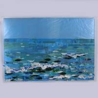 Upcycling-Bild "Meer aus Plastik" Kunst Plastiktüten Styropor Ozean Collage Relief Bild 1