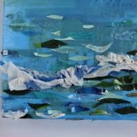 Upcycling-Bild "Meer aus Plastik" Kunst Plastiktüten Styropor Ozean Collage Relief Bild 6