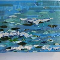 Upcycling-Bild "Meer aus Plastik" Kunst Plastiktüten Styropor Ozean Collage Relief Bild 7