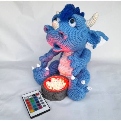 Knuffiger Drache/Dragon Fantasy Nachttischlampe LED Kugel RGB Farbwechsel Fernbedienung