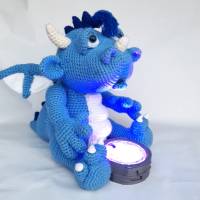 Knuffiger Drache/Dragon Fantasy Nachttischlampe LED Kugel RGB Farbwechsel Fernbedienung Bild 5