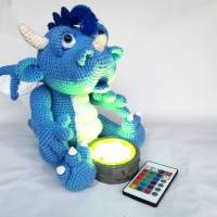 Knuffiger Drache/Dragon Fantasy Nachttischlampe LED Kugel RGB Farbwechsel Fernbedienung Bild 6