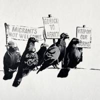 Frogsy, protesting birds, Graffiti, Streetart, Frosch Grafitti, Banksy Style, Sprayart, Froschbild, witziges Bild, Popar Bild 3