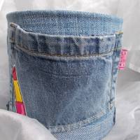 Blumentopf Übertopf Tischeimer Geldgeschenk  LIPSTICK Jeans trifft auf Konservendose Bild 1