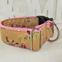Hundehalsband "Wildrose" senfgelb/rosa Halsband verstellbar mit Klickverschluss Kunststoff oder Metall Bild 2