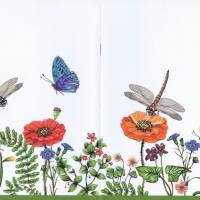 Notizheft Sommerwiese, Blumenwiese mit Mohnblumen Libellen und Schmetterlingen, Paperback DIN A5 blanko, mit Softcover Bild 3