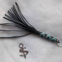 Schlüsselanhänger Schmuckanhänger Schlüsselring echt Leder  Little Whip schwarz mint Bild 1