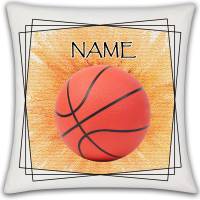 Kissen mit Name / Kissenbezug mit Füllung / satiniert oder kuschlig auch mit farbiger Rückseite / Basketball Bild 2