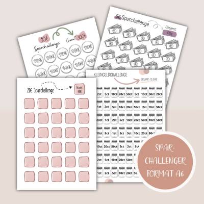 Sparglas, Sparziele, Vorlagen Sparchallenge zum Ausdrucken