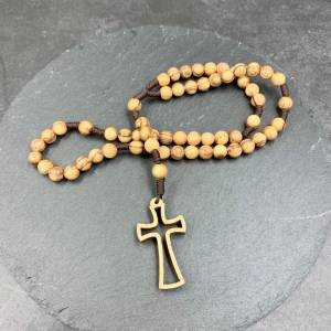 Rosenkranz mit Perlen und Kreuz aus Holz, Bild 3