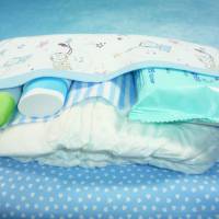 Windeltasche in 2 Farben mit süßen Nachteulen | Wickeltasche für Baby unterwegs | Universaltasche Bild 10