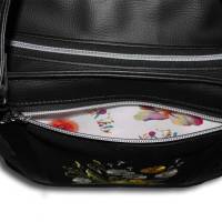 Bestickte schwarze Tasche mit Stickerei Löwenzahn Mohnblumen Handtaschen Umhängetaschen Schultertaschen Geschenkidee Bild 2