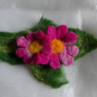 Haarspange gefilzt   Haarspange Cosmea Pink Flower Bild 1