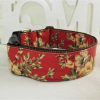 Hundehalsband "Wildrose" rot/gelb Halsband Outdoor verstellbar mit Klickverschluss Kunststoff oder Metall Bild 3