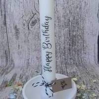 Stabkerze mit Kerzenhalter-Schale ~ Deko Kerze Geburtstag ~ Deko Kerzenständer ~ Geburtstagskerze Bild 2