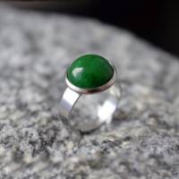 Ring, Jade Ring grün, Silber, rund, Statement Ring verstellbar mit Edelstein, Edelstahl, Steinring, Schmuck, Geschenk Bild 1