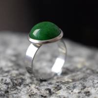 Ring, Jade Ring grün, Silber, rund, Statement Ring verstellbar mit Edelstein, Edelstahl, Steinring, Schmuck, Geschenk Bild 2
