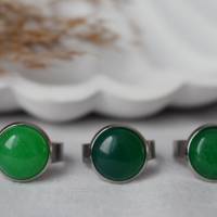 Ring, Jade Ring grün, Silber, rund, Statement Ring verstellbar mit Edelstein, Edelstahl, Steinring, Schmuck, Geschenk Bild 4