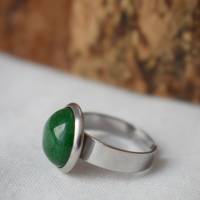 Ring, Jade Ring grün, Silber, rund, Statement Ring verstellbar mit Edelstein, Edelstahl, Steinring, Schmuck, Geschenk Bild 5