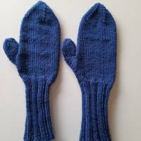 Fäustlinge, Fausthandschuhe, Handschuhe, gestrickt, blau Bild 1