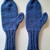 Fäustlinge, Fausthandschuhe, Handschuhe, gestrickt, blau Bild 2