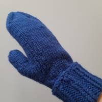 Fäustlinge, Fausthandschuhe, Handschuhe, gestrickt, blau Bild 3