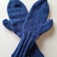Fäustlinge, Fausthandschuhe, Handschuhe, gestrickt, blau Bild 4