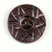 1 Knopf ca 5 cm Keramikknopf aus braun-schwarzem Ton mit metallisch glänzender Glasur Bild 1