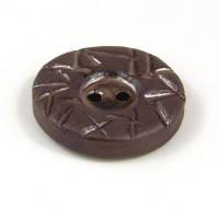 1 Knopf ca 5 cm Keramikknopf aus braun-schwarzem Ton mit metallisch glänzender Glasur Bild 3