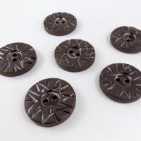 1 Knopf ca 5 cm Keramikknopf aus braun-schwarzem Ton mit metallisch glänzender Glasur Bild 4