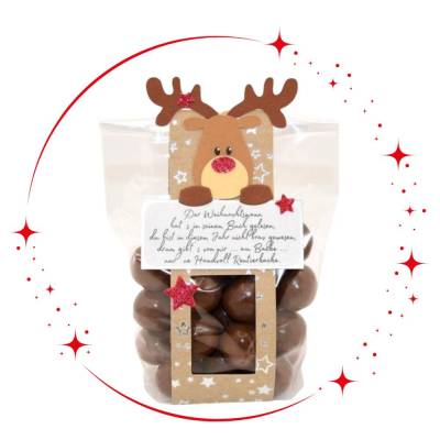 Rentierkacke – Witziges Weihnachtsgeschenk: Schokohaselnüsse im Beutel, Adventskalender-Gag