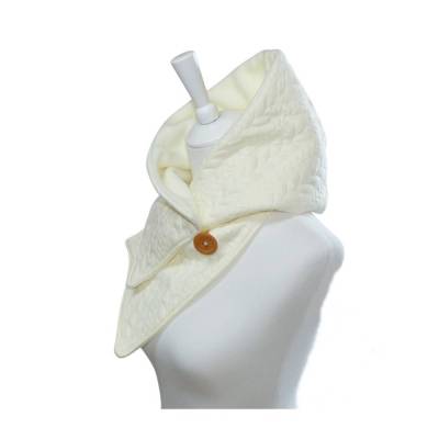 Kapuzenschal, Zopf Jacquard, Fleece, creme