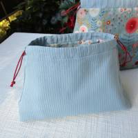 Täschchen Kinchakubeutel im Blumendesign und Kordel nachhaltig und vielseitig verwendbar blau Größe 1 Bild 5