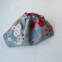 Täschchen Kinchakubeutel im Blumendesign und Kordel nachhaltig und vielseitig verwendbar blau Größe 1 Bild 7