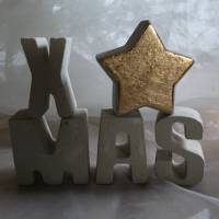 X MAS  Weihnachtlicher Schriftzug aus Beton - Buchstaben + Stern in wunderschöner Holzkiste Bild 3