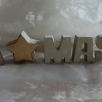 X MAS  Weihnachtlicher Schriftzug aus Beton - Buchstaben + Stern in wunderschöner Holzkiste Bild 7