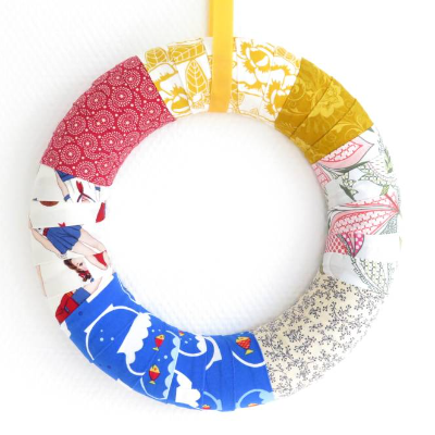 Türkranz ganzjährig Landhaus Patchwork Kranz Deko Einzelstück