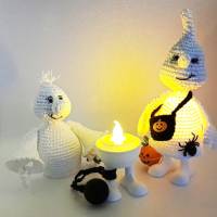 Eierwärmer Eierbecher Deko-Geister/Gespenst Kürbis LED Teelicht Geldgeschenk Teelichthalter Halloween Bild 5