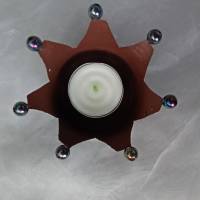 Krönchen  Dekokronen Krone in rostfarben mit glänzenden Perlen für kleine und große Teelichter  Upcycling Bild 4