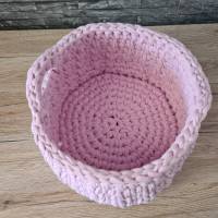 Großer Häkelkorb, Utensilo, aus Textilgarn (rosa) Bild 3